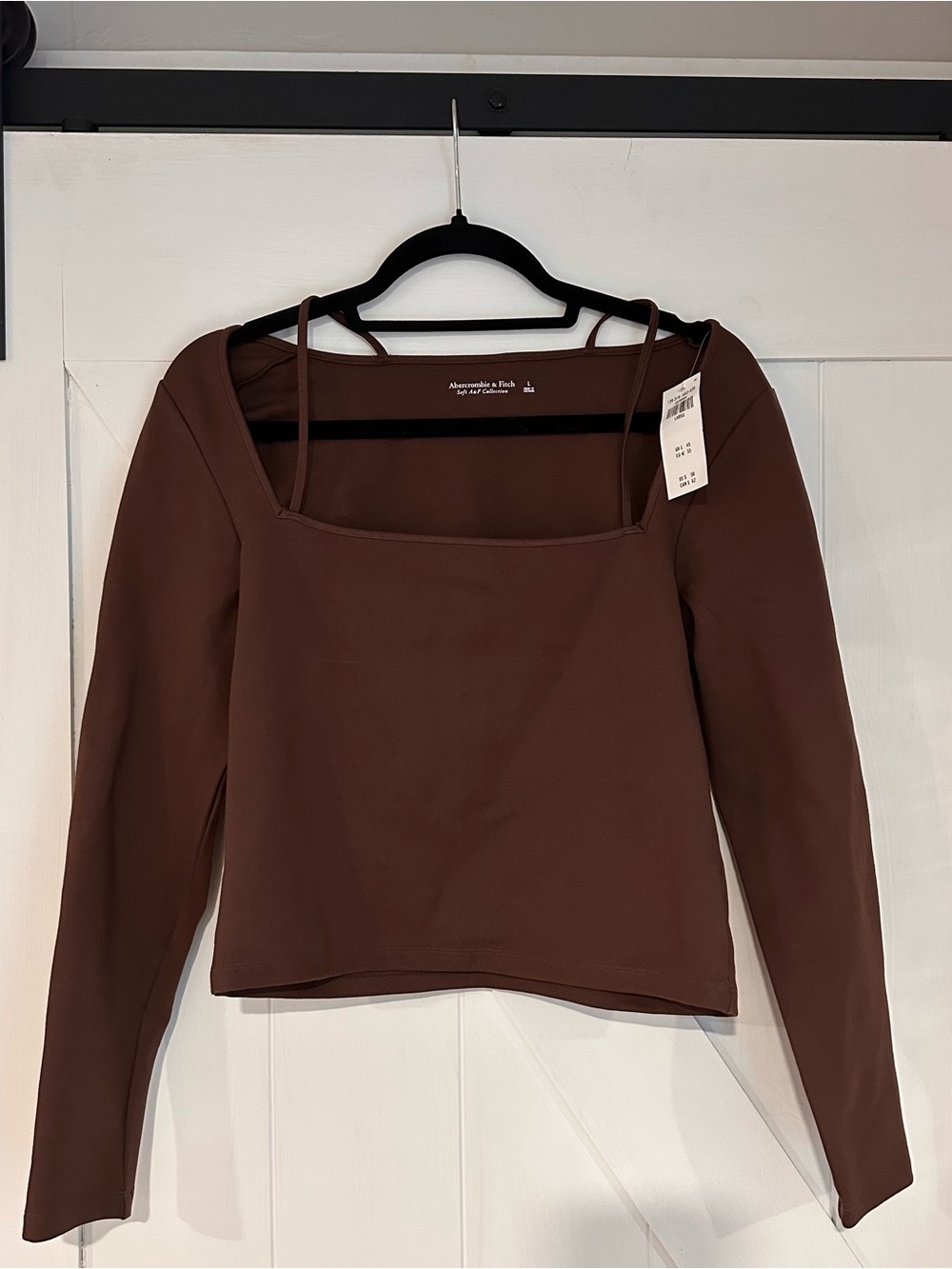 Abercrombie & Fitch Chocolate Brown Long-Sleeve Square Neck Top